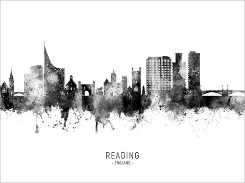 Reading England Skyline Cityscape Poster Art Print