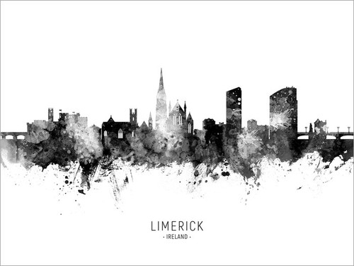 Limerick Ireland Skyline Cityscape Poster Art Print