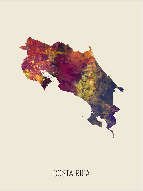 Costa Rica Map Poster Art Print