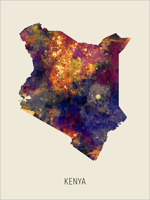 Kenya Map Poster Art Print