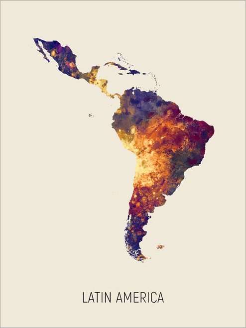Latin America Map Poster Art Print