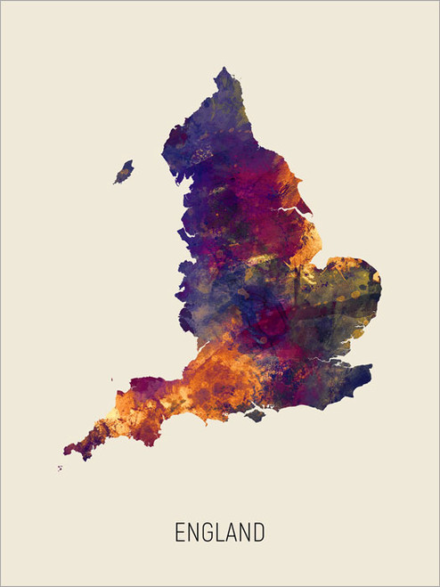 England Map Poster Art Print