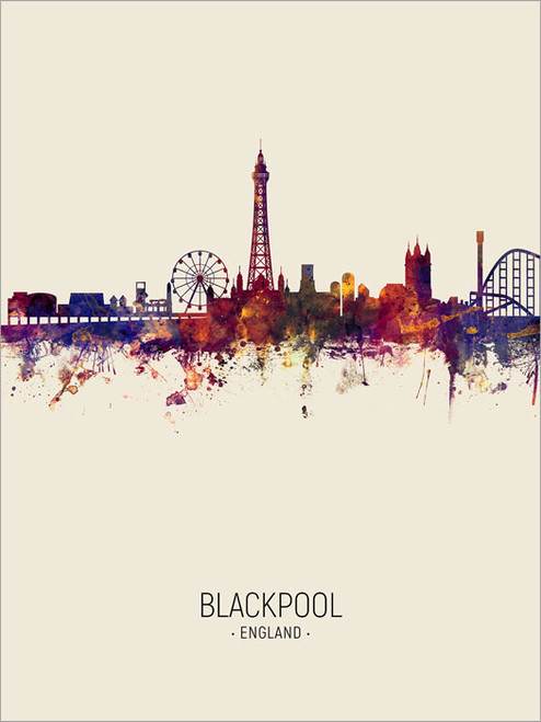 Blackpool England Skyline Cityscape Poster Art Print