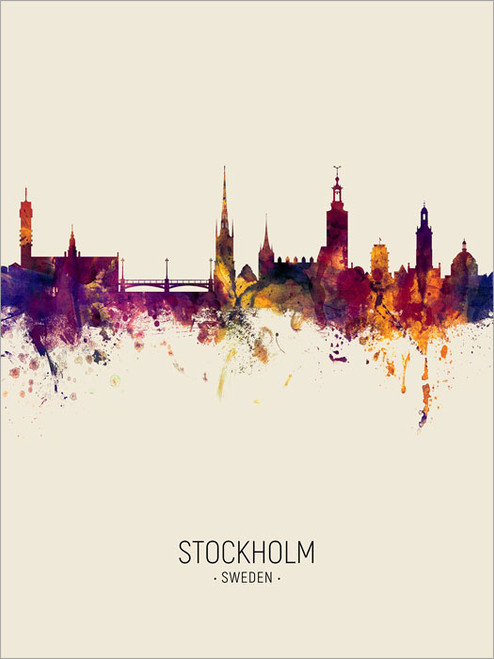 Stockholm Sweden Skyline Cityscape Poster Art Print