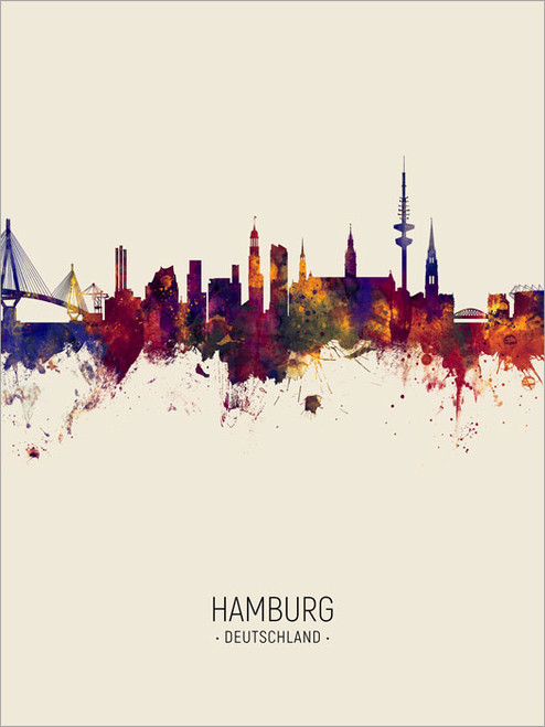 Hamburg Germany Skyline Cityscape Poster Art Print