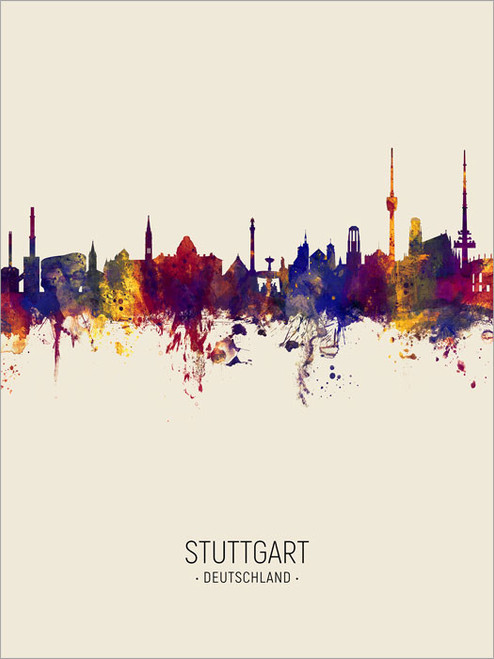 Stuttgart Germany Skyline Cityscape Poster Art Print