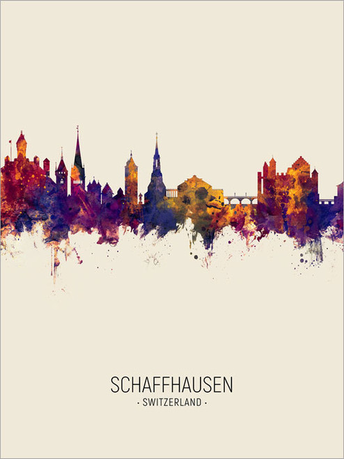 Schaffhausen Switzerland Skyline Cityscape Poster Art Print