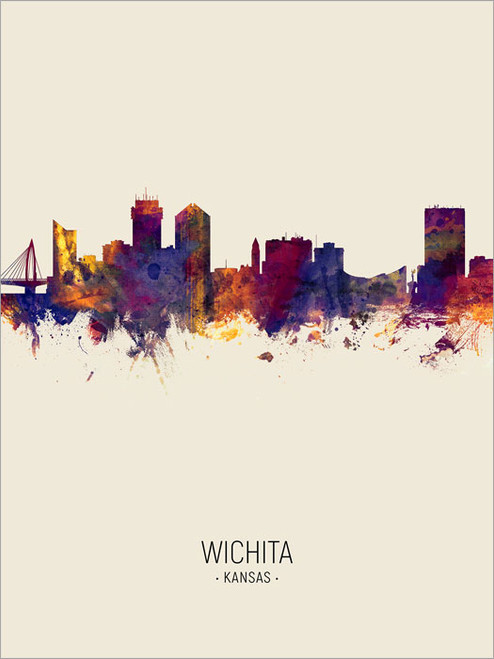 Wichita Kansas Skyline Cityscape Poster Art Print