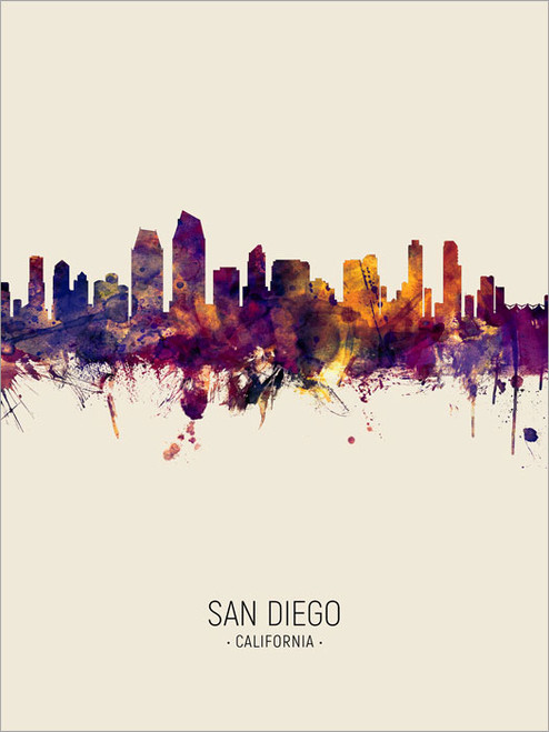 San Diego California Skyline Cityscape Poster Art Print