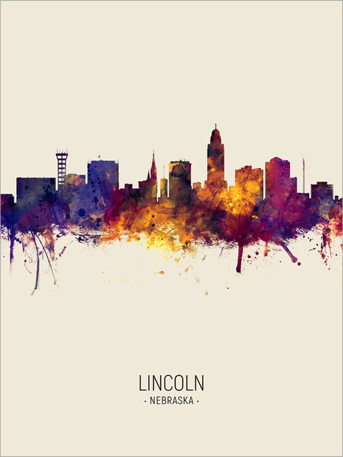 Lincoln Nebraska Skyline Cityscape Poster Art Print