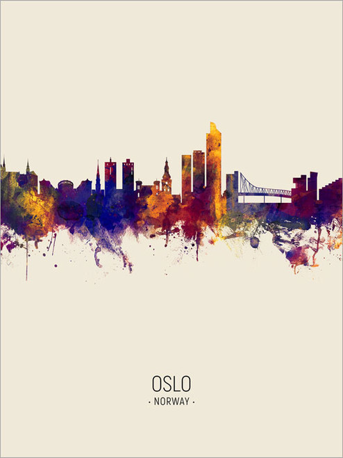 Oslo Norway Skyline Cityscape Poster Art Print