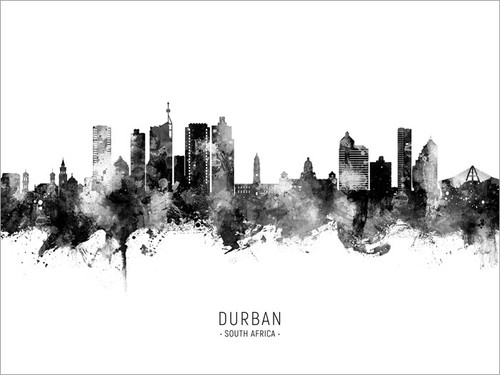 Durban South Africa Skyline Cityscape Poster Art Print
