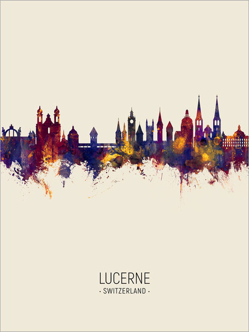 Lucerne Switzerland Skyline Cityscape Poster Art Print