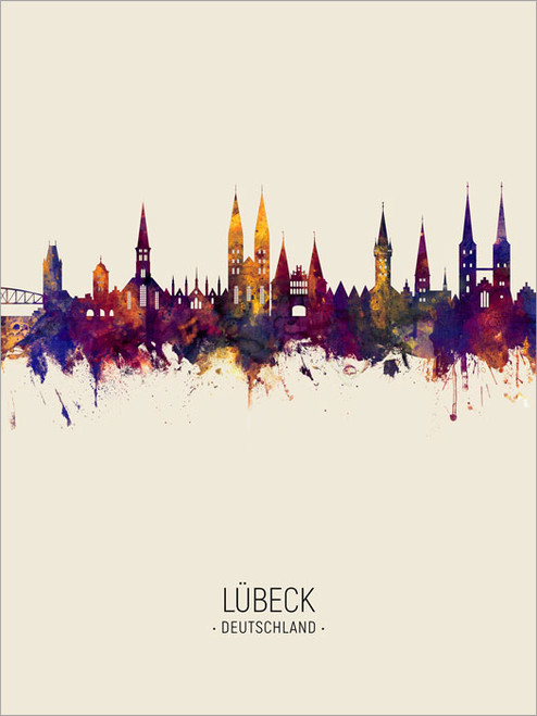 Lübeck Germany Skyline Cityscape Poster Art Print