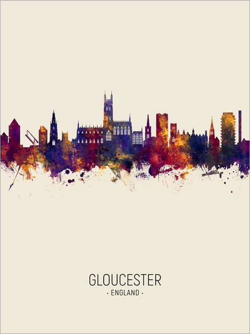 Gloucester England Skyline Cityscape Poster Art Print