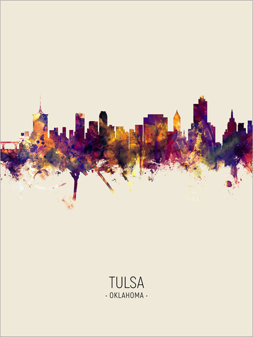 Tulsa Oklahoma Skyline Cityscape Poster Art Print