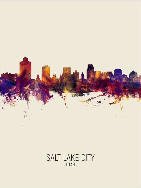 Salt Lake City Utah Skyline Cityscape Poster Art Print