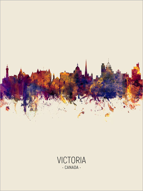 Victoria Canada Skyline Cityscape Poster Art Print