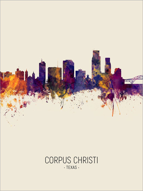 Corpus Christi Texas Skyline Cityscape Poster Art Print