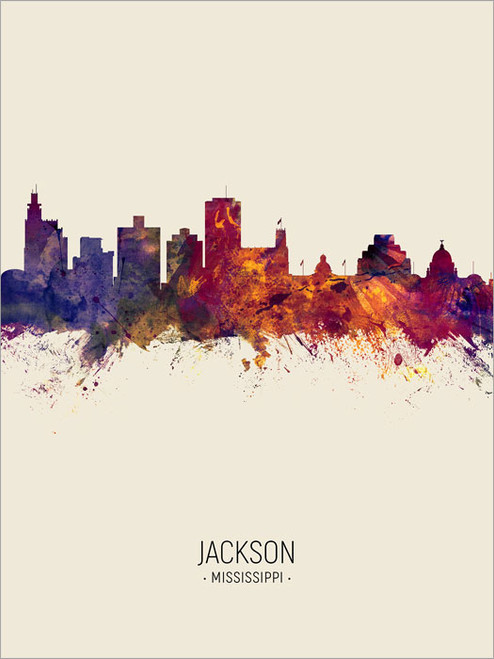 Jackson Mississippi Skyline Cityscape Poster Art Print