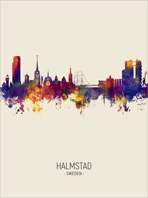 Halmstad Sweden Skyline Cityscape Poster Art Print