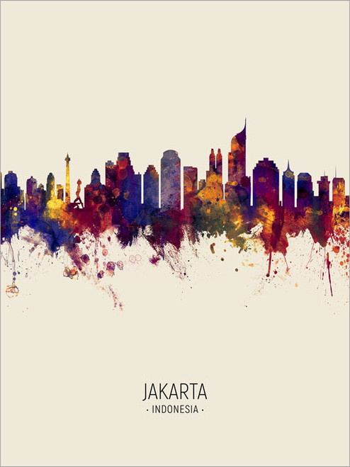 Jakarta Indonesia Skyline Cityscape Poster Art Print