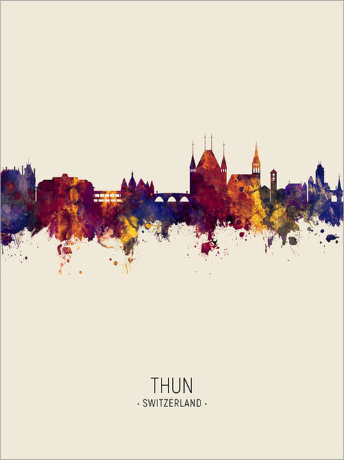 Thun Switzerland Skyline Cityscape Poster Art Print