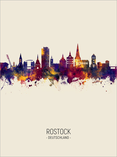 Rostock Germany Skyline Cityscape Poster Art Print