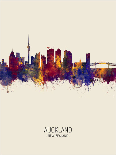 Auckland New Zealand Skyline Cityscape Poster Art Print