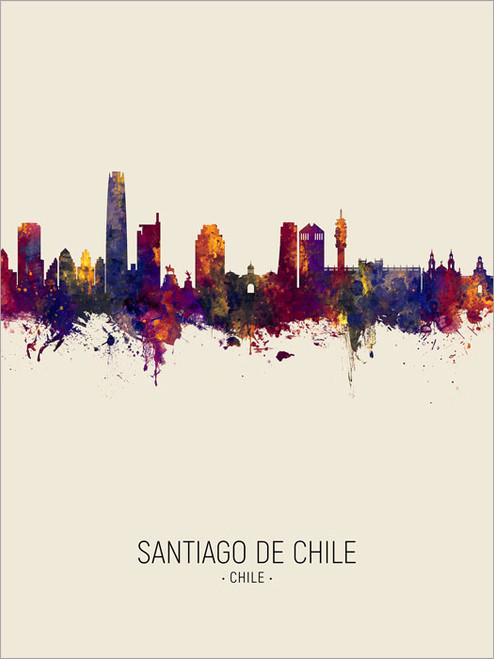 Santiago de Chile Chile Skyline Cityscape Poster Art Print