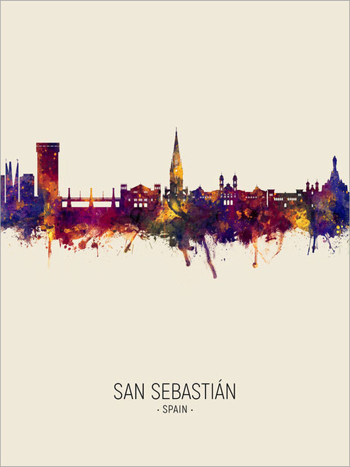San Sebastián Spain Skyline Cityscape Poster Art Print