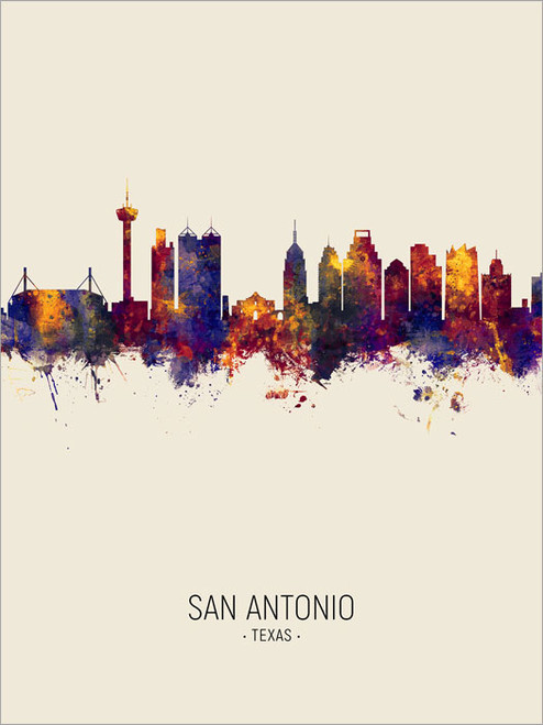 San Antonio Texas Skyline Cityscape Poster Art Print