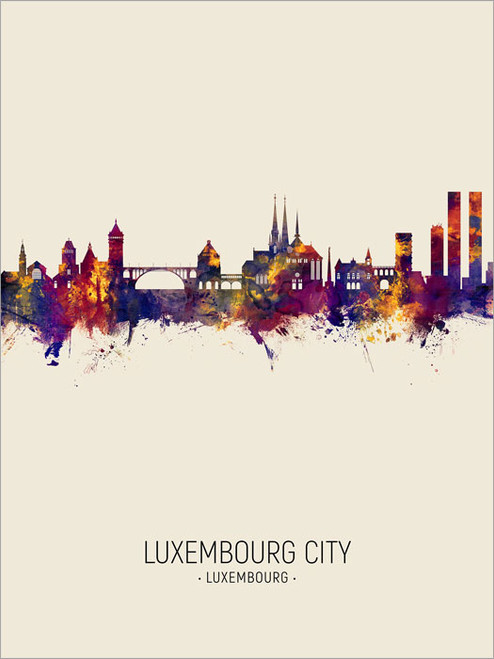 Luxembourg City Luxembourg Skyline Cityscape Poster Art Print