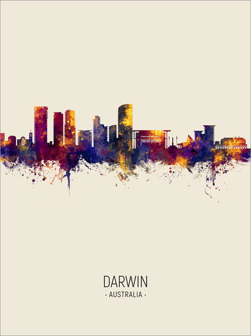 Darwin Australia Skyline Cityscape Poster Art Print