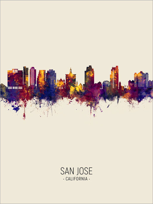 San Jose California Skyline Cityscape Poster Art Print