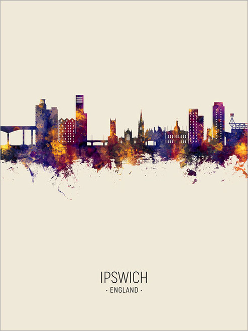 Ipswich England Skyline Cityscape Poster Art Print