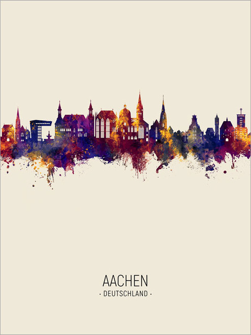 Aachen Deutschland Skyline Cityscape Poster Art Print