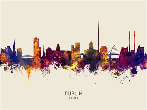 Dublin Ireland Skyline Cityscape Poster Art Print
