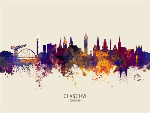 Glasgow Scotland Skyline Cityscape Poster Art Print