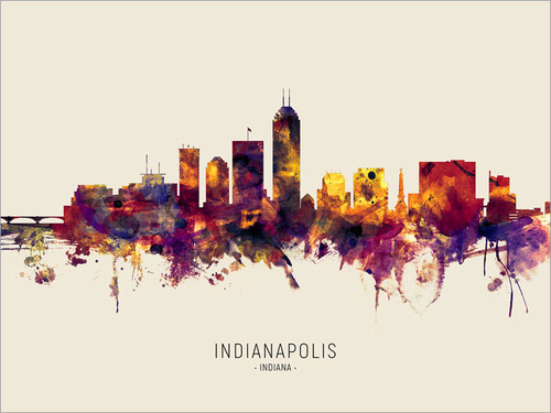 Indianapolis Indiana Skyline Cityscape Poster Art Print