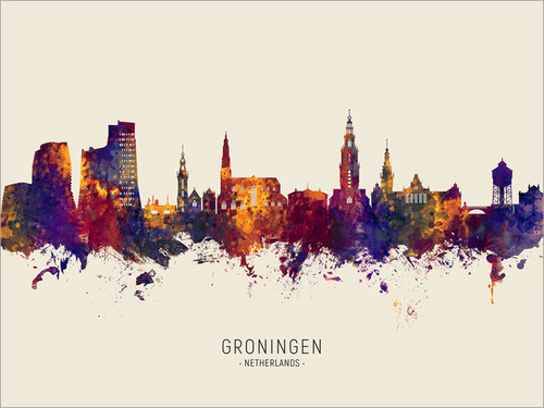 Groningen Netherlands Skyline Cityscape Poster Art Print