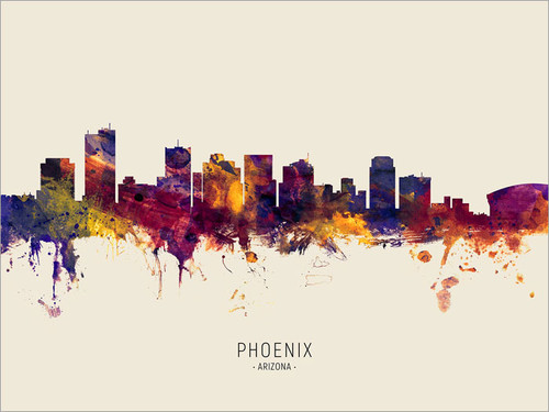 Phoenix Arizona Skyline Cityscape Poster Art Print