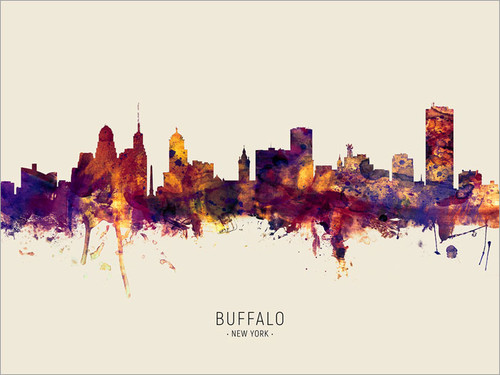 Buffalo New York Skyline Cityscape Poster Art Print