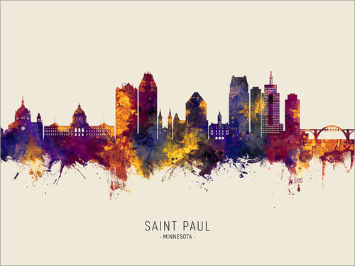 Saint Paul Minnesota Skyline Cityscape Poster Art Print