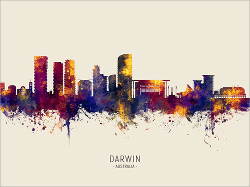 Darwin Australia Skyline Cityscape Poster Art Print