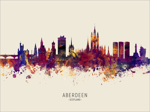 Aberdeen Scotland Skyline Cityscape Poster Art Print