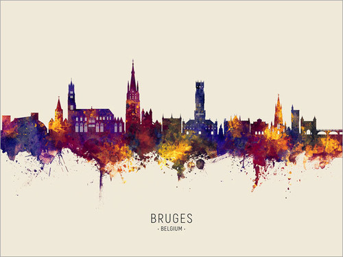 Bruges Belgium Skyline Cityscape Poster Art Print