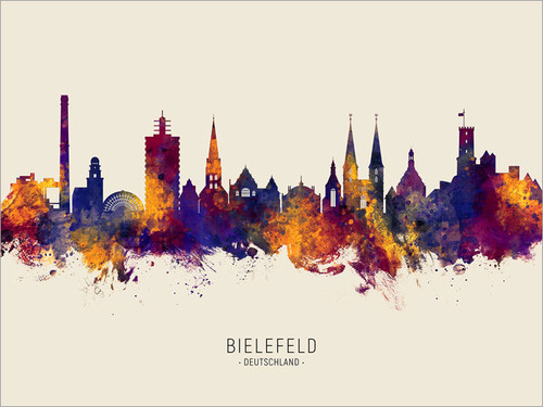 Bielefeld Deutschland Skyline Cityscape Poster Art Print