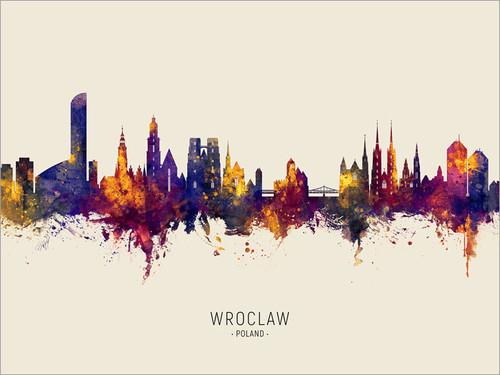Wroclaw Poland Skyline Cityscape Poster Art Print