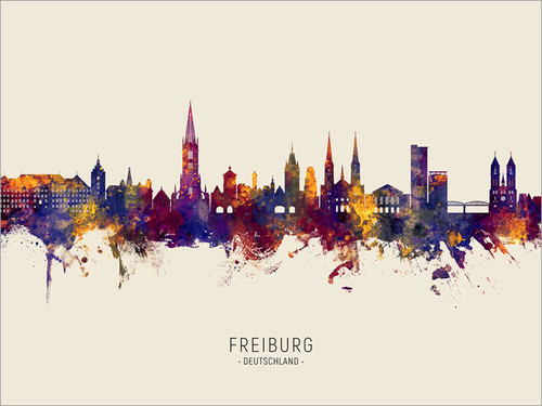 Freiburg Deutschland Skyline Cityscape Poster Art Print